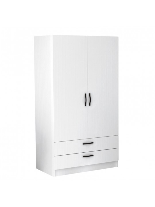 Ντουλάπα ρούχων Victoria Megapap δίφυλλη με συρτάρια χρώμα λευκό 100x60x181εκ.