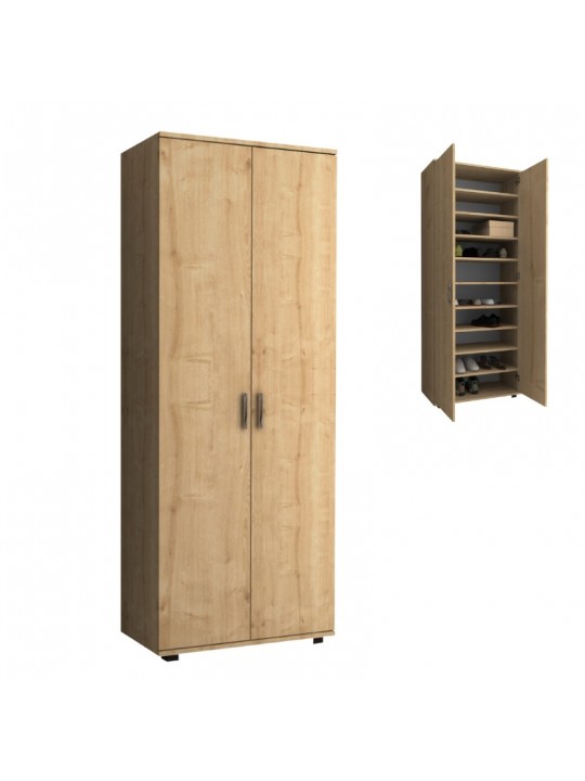 Ντουλάπα ρούχων - παπουτσοθήκη Eric Megapap δίφυλλη χρώμα φυσικό οξιάς 76x36x187εκ.