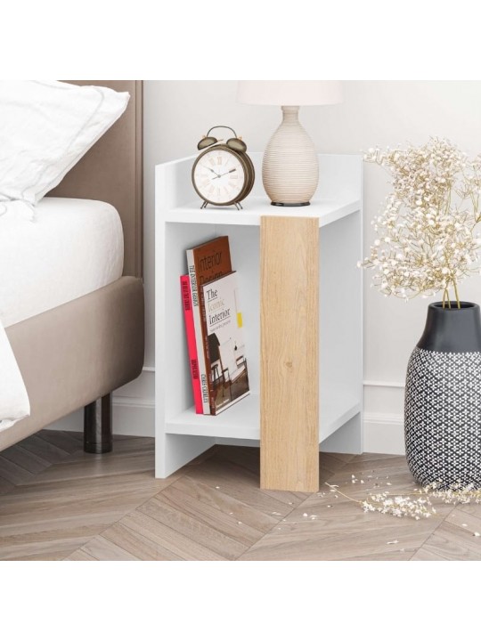 Κομοδίνο Elos Megapap χρώμα λευκό - saphhire oak 30x31,7x55εκ.