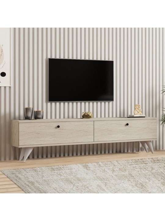 Έπιπλο τηλεόρασης Paris Megapap χρώμα travertine 160x25x35εκ.