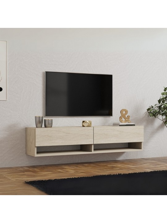 Έπιπλο τηλεόρασης επιτοίχιο Arges Megapap χρώμα travertine 140x29,6x30εκ.