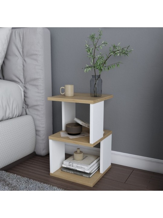 Κομοδίνο Carter Megapap χρώμα φυσικό οξιάς - λευκό 29,6x29,6x49,4εκ.