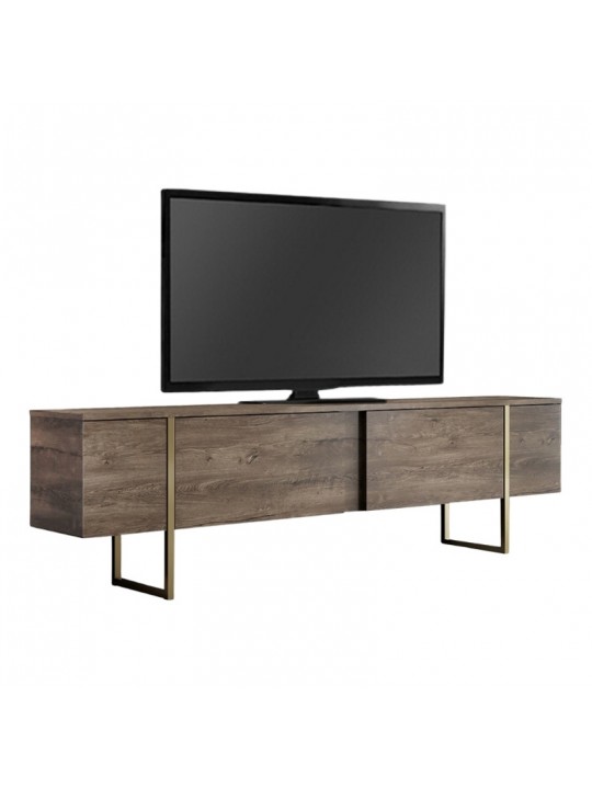 Έπιπλο τηλεόρασης Luxe Megapap χρώμα καρυδί - χρυσό 180x30x50εκ.