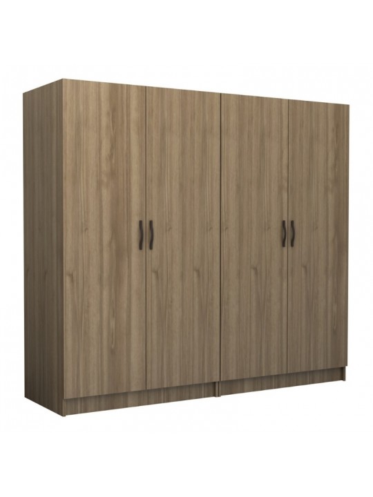Ντουλάπα ρούχων Victoria Megapap τετράφυλλη χρώμα καρυδί 200x60x181εκ.