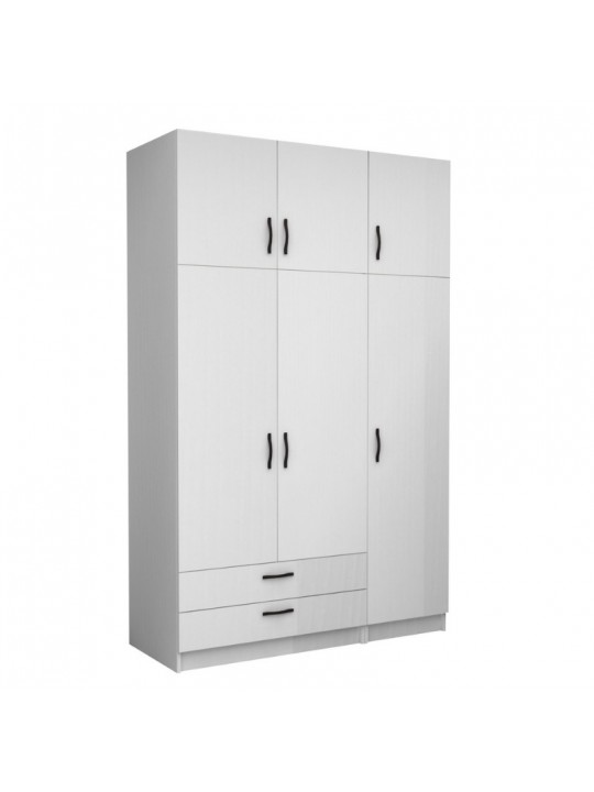 Ντουλάπα ρούχων Victoria Megapap τρίφυλλη με πατάρι και συρτάρια χρώμα λευκό 150x60x240εκ.