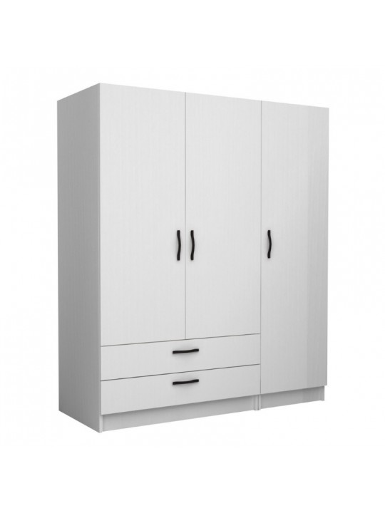 Ντουλάπα ρούχων Victoria Megapap τρίφυλλη με συρτάρια χρώμα λευκό 150x60x181εκ.