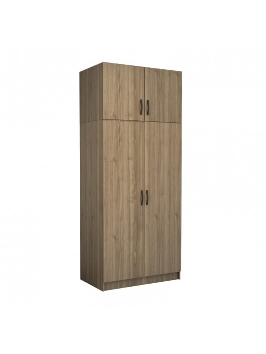 Ντουλάπα ρούχων Victoria Megapap δίφυλλη με πατάρι χρώμα καρυδί 100x60x240εκ.
