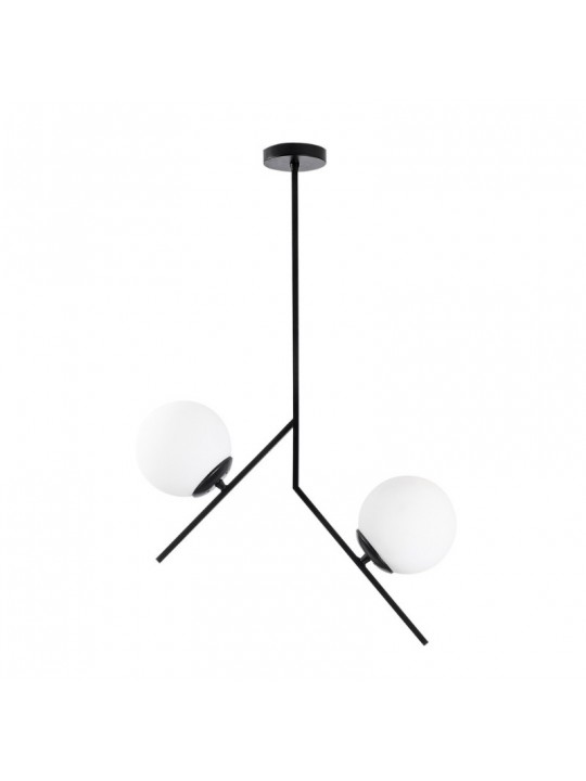 Φωτιστικό οροφής Tima Megapap E27 μεταλλικό - γυάλινο δίφωτο χρώμα μαύρο 43x15x74εκ.