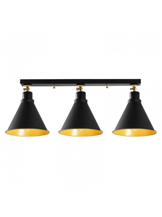 Φωτιστικό οροφής Arden Megapap E27 μεταλλικό τρίφωτο χρώμα μαύρο 72x20x26εκ.