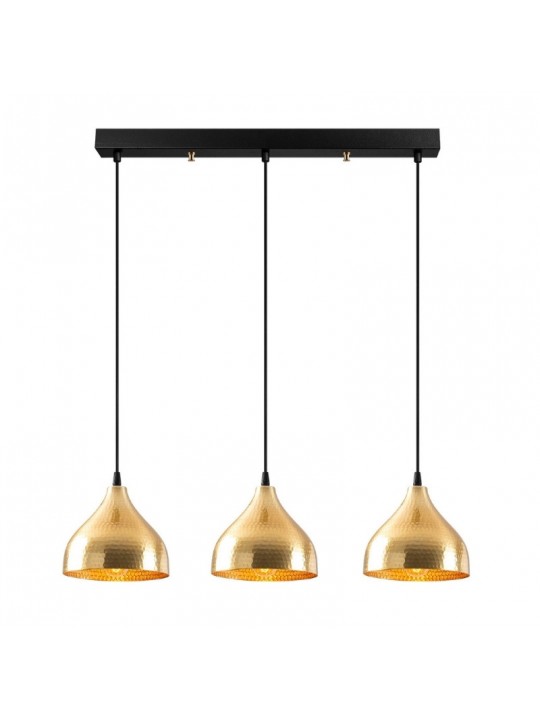 Φωτιστικό οροφής Fida Megapap E27 μεταλλικό τρίφωτο χρώμα χρυσό 68x18x114εκ.