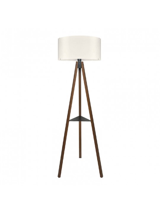 Φωτιστικό δαπέδου Thomas Megapap E27 Mdf/ύφασμα Pvc χρώμα καρυδί - κρεμ 38x38x135εκ.