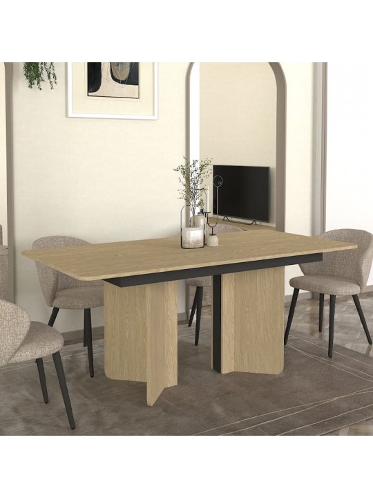 Τραπέζι Lava Megapap χρώμα rota oak - ανθρακί 180x90x76,8εκ.