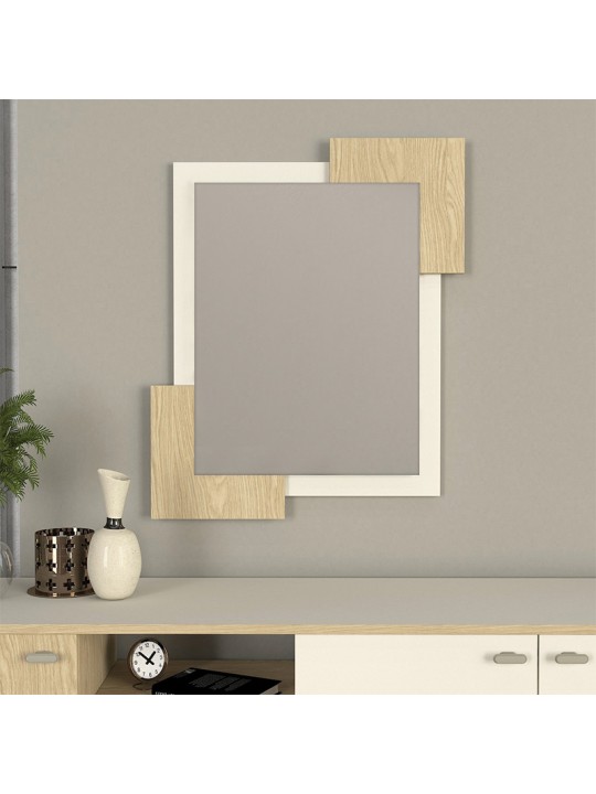 Καθρέπτης τοίχου Selinos Μegapap χρώμα sandstone - rota oak 65x2,2x85εκ.