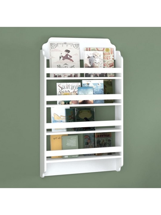 Επιτοίχια βιβλιοθήκη - ραφιέρα Montessori Megapap χρώμα λευκό 80x15x132εκ.