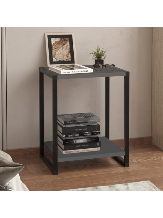 Κομοδίνο Gina Megapap χρώμα ανθρακί - μαύρο 39x30x48εκ.