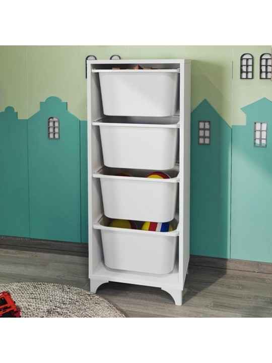 Συρταριέρα κουζίνας - μπάνιου Kayra I Megapap με 4 συρτάρια χρώμα λευκό 45,3x29,7x116,3εκ.