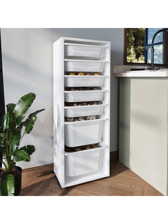 Συρταριέρα κουζίνας - μπάνιου Kayra Megapap με 7 συρτάρια χρώμα λευκό 45,4x30x125εκ.