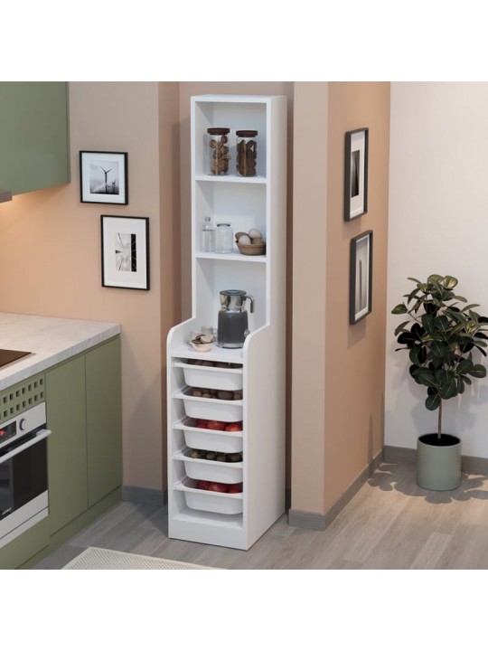 Έπιπλο κουζίνας - μπάνιου Utah Megapap με 5 συρτάρια χρώμα λευκό 34,6x44,3x178εκ.