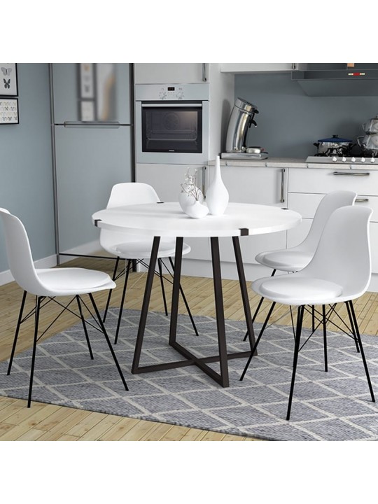 Τραπέζι Rubes Megapap χρώμα λευκό - ανθρακί 100x100x78εκ.