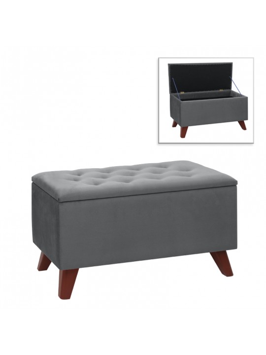 Σκαμπώ - Ταμπουρέ Lotus Megapap βελούδινο χρώμα γκρι 90x40x50εκ.