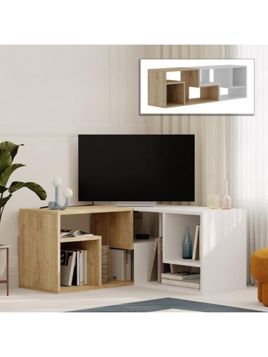 Έπιπλο τηλεόρασης Glis Megapap πολυμορφικό χρώμα sapphire oak - λευκό 145x35x44,8εκ.