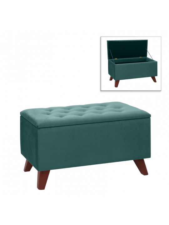 Σκαμπώ - Ταμπουρέ Lotus Megapap βελούδινο χρώμα κυπαρισσί 90x40x50εκ.