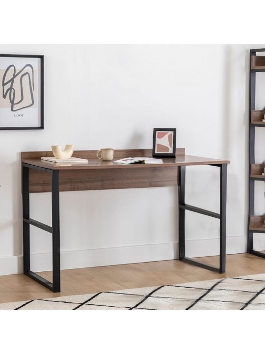 Γραφείο εργασίας Rana Megapap χρώμα καρυδί - μαύρο 120x60x78,8εκ.