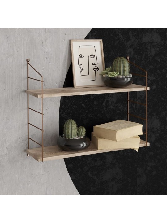 Ραφιέρα τοίχου Armoni Megapap χρώμα sacramento oak - καφέ μέταλλο 72x20x58εκ.