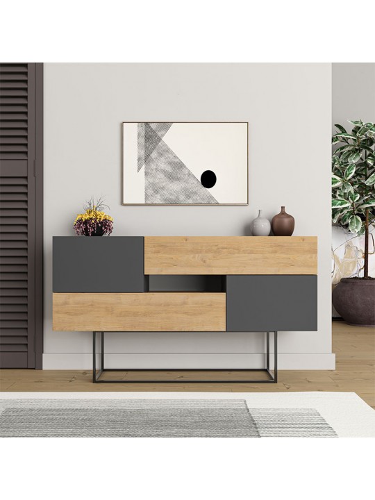 Μπουφές Eros Megapap φυσικό οξιάς - ανθρακί 145x40x82εκ.