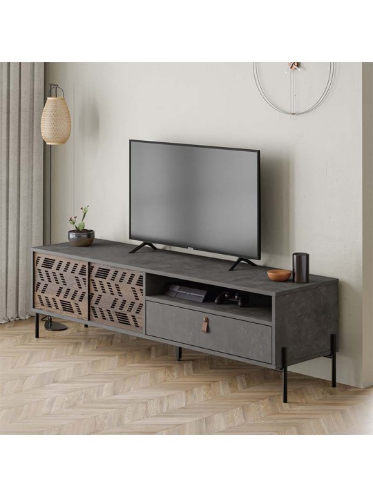 Έπιπλο τηλεόρασης Dionysos Megapap χρώμα γκρι ρετρό 170x45x48,6εκ.