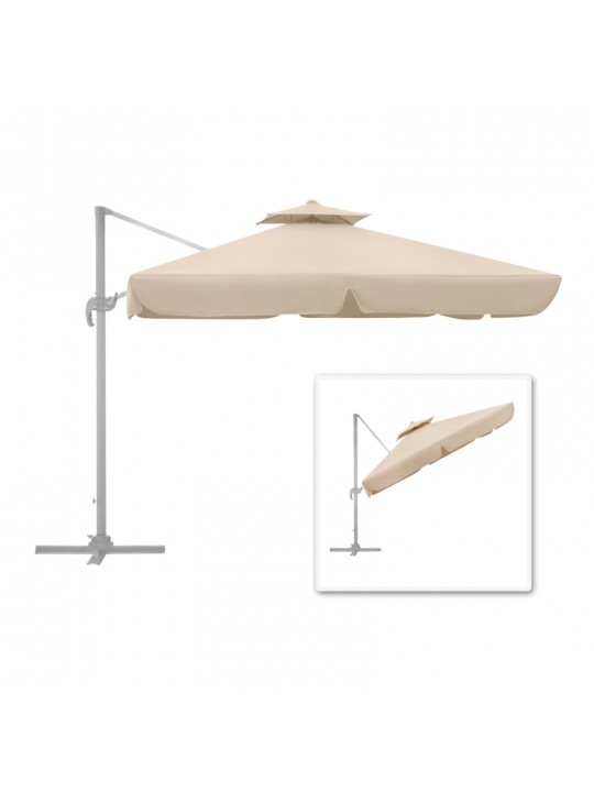Ομπρέλα κρεμαστή επαγγελματική Pearl Megapap τηλεσκοπική αλουμινίου χρώμα εκρού 3x3m.