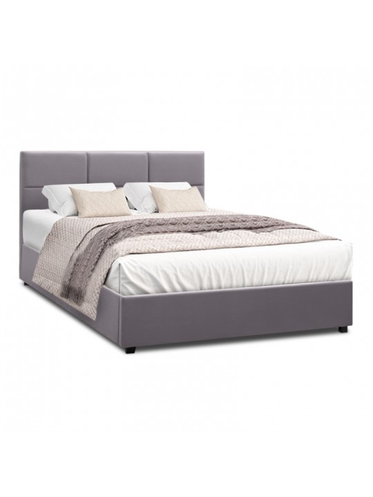 Κρεβάτι Kingston Megapap βελούδινο χρώμα γκρι 150x200εκ.