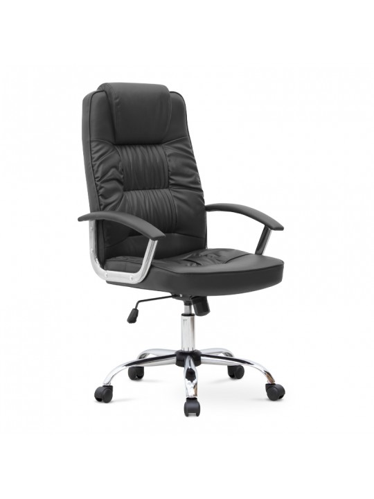 Καρέκλα γραφείου διευθυντική Arial Megapap από τεχνόδερμα χρώμα μαύρο 62x63x112/122εκ.
