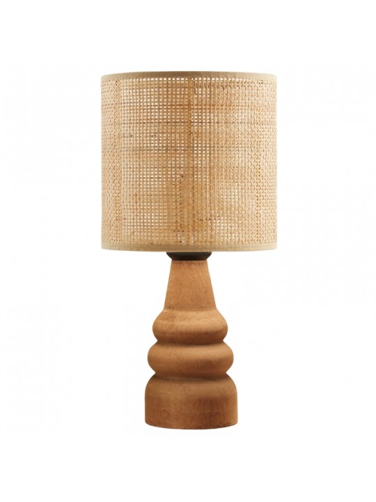 Φωτιστικό επιτραπέζιο Tino Megapap E27 pe rattan - ξύλο χρώμα φυσικό Ø15x32εκ.