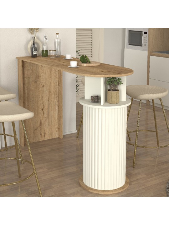 Τραπέζι μπαρ Bohema Megapap χρώμα sepet oak - ivory 150x51,6x101,8εκ.