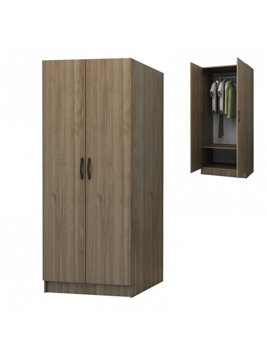 Ντουλάπα ρούχων Vivian Megapap δίφυλλη χρώμα καρυδί 80x51,8x181εκ.
