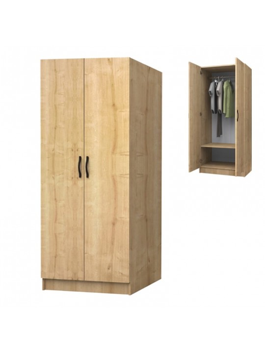 Ντουλάπα ρούχων Vivian Megapap δίφυλλη χρώμα φυσικό οξιάς 80x51,8x181εκ.