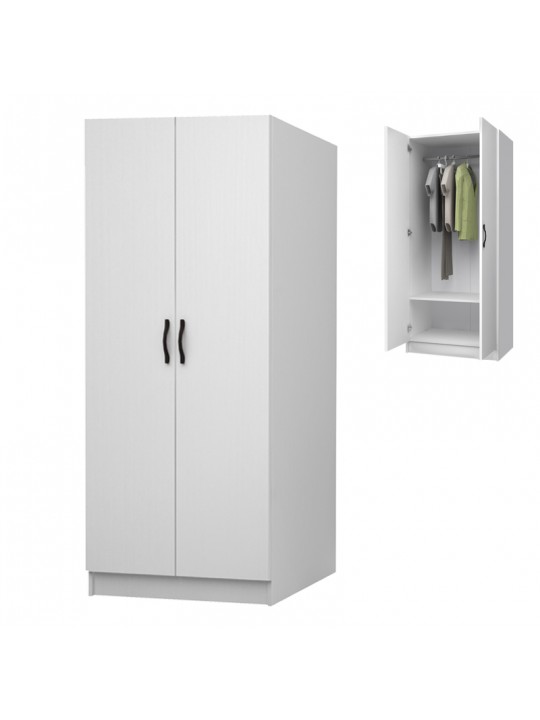 Ντουλάπα ρούχων Vivian Megapap δίφυλλη χρώμα λευκό 80x51,8x181εκ.