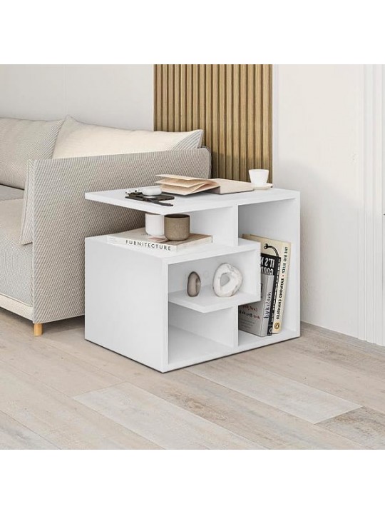 Βοηθητικό τραπεζάκι Labirent Megapap Megapap χρώμα λευκό 54x40x45εκ.