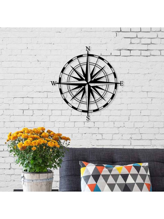 Διακοσμητικό τοίχου Compass Megapap μεταλλικό χρώμα μαύρο 45x2x45εκ.