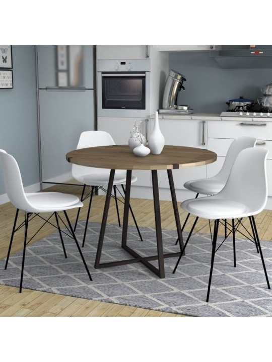 Τραπέζι Rubes Megapap χρώμα καρυδί - ανθρακί 100x100x78εκ.