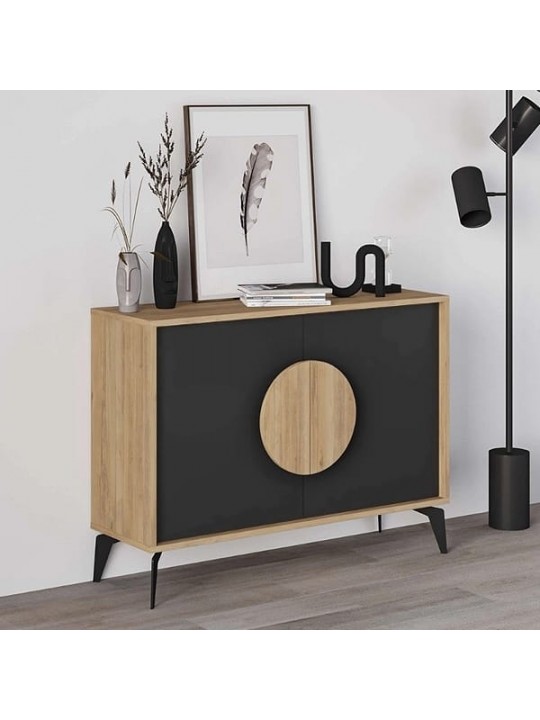 Μπουφές Gora Megapap χρώμα sapphire oak - silky black 110x40x82εκ.