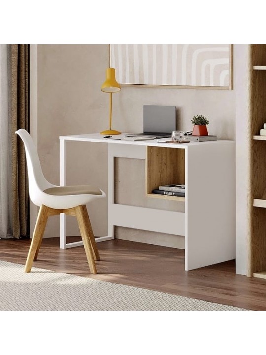 Γραφείο εργασίας Cubo Megapap χρώμα λευκό - sapphire oak 110x50x75εκ.