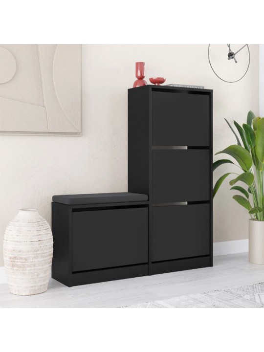 Παπουτσοθήκη Dude Megapap χρώμα μαύρο 104,8x26x118,5εκ.