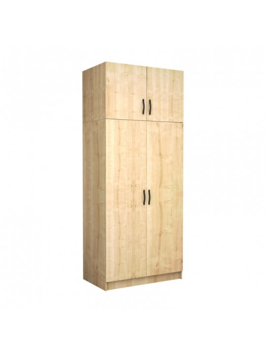 Ντουλάπα ρούχων Victoria Megapap δίφυλλη με πατάρι χρώμα φυσικό οξιάς 100x60x240εκ.