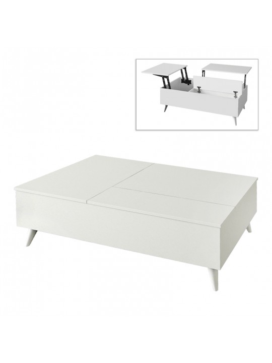 Τραπεζάκι σαλονιού Roy Megapap με σερβιτόρο χρώμα λευκό 121x69x40εκ.