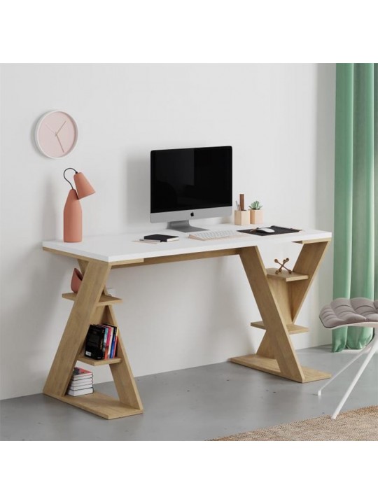 Γραφείο εργασίας Papillon Megapap χρώμα sapphire oak - λευκό 137x60x75εκ