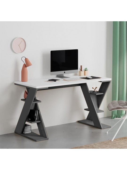 Γραφείο εργασίας Papillon Megapap χρώμα ανθρακί - λευκό 137x60x75εκ