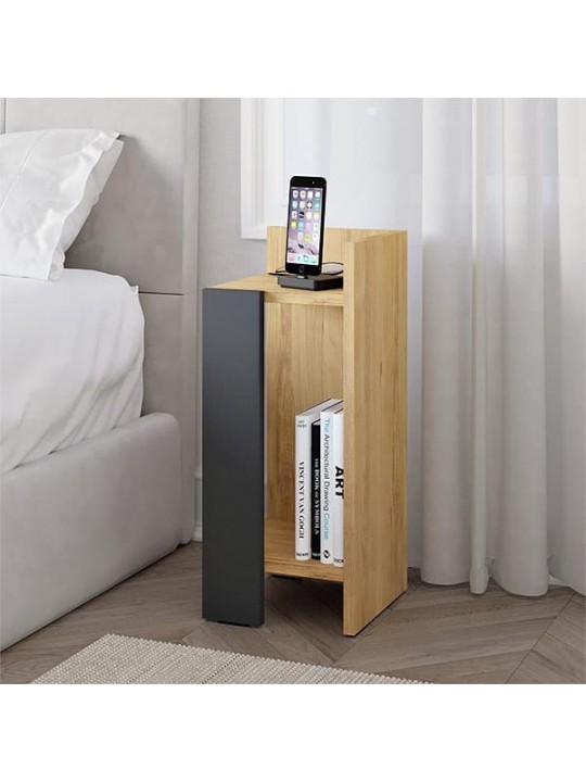 Κομοδίνο Elos Megapap δεξί χρώμα sapphire oak - ανθρακί 25x27x60εκ.