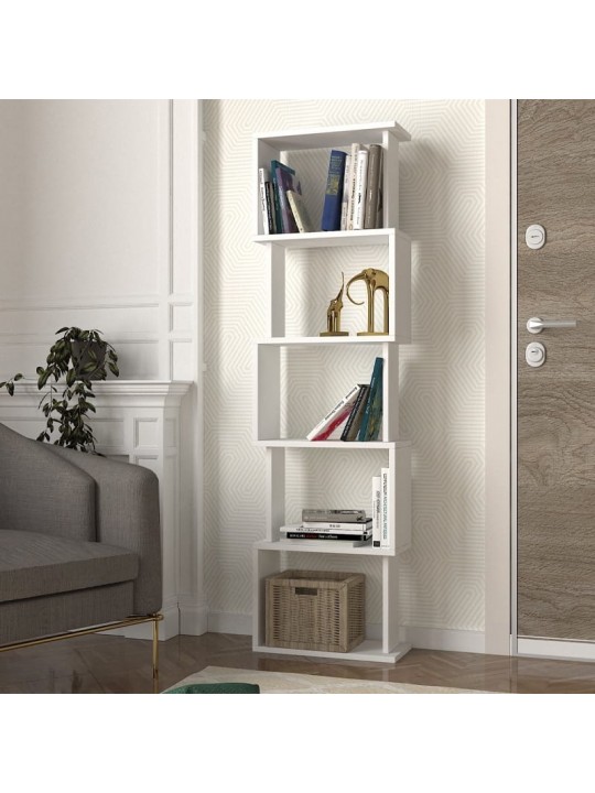 Βιβλιοθήκη Alvina Megapap χρώμα λευκό 45x19,6x158,8εκ.